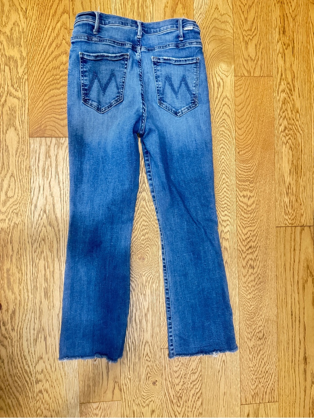 MOTHER Blue Bootcut Jeans with Signature Back Pocket